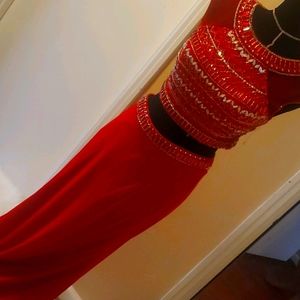 Red formal beaded 2 pc